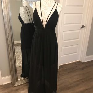 Hyfve size large black maxi dress.
